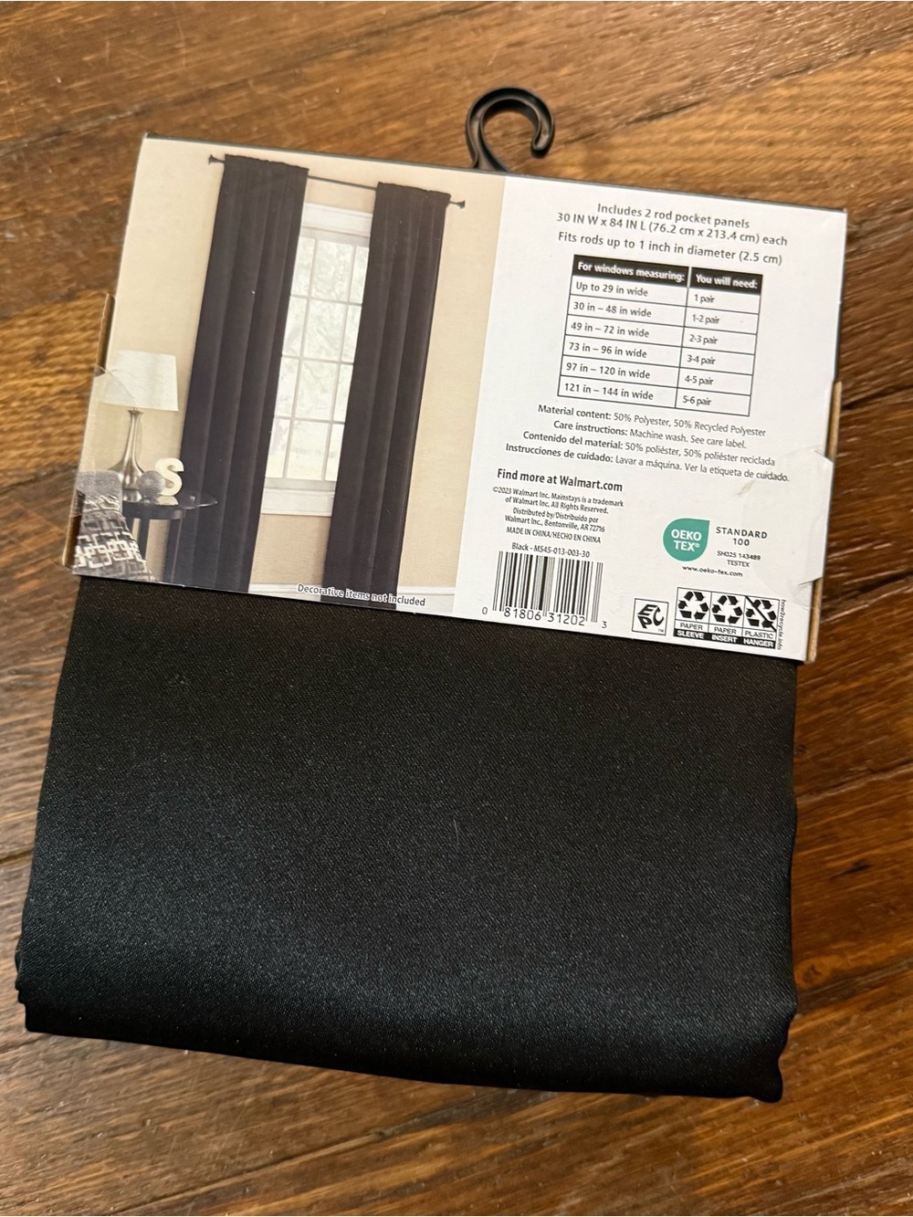 Black Rod Pocket Curtain Panels (2-pack) - Picture 2 of 3